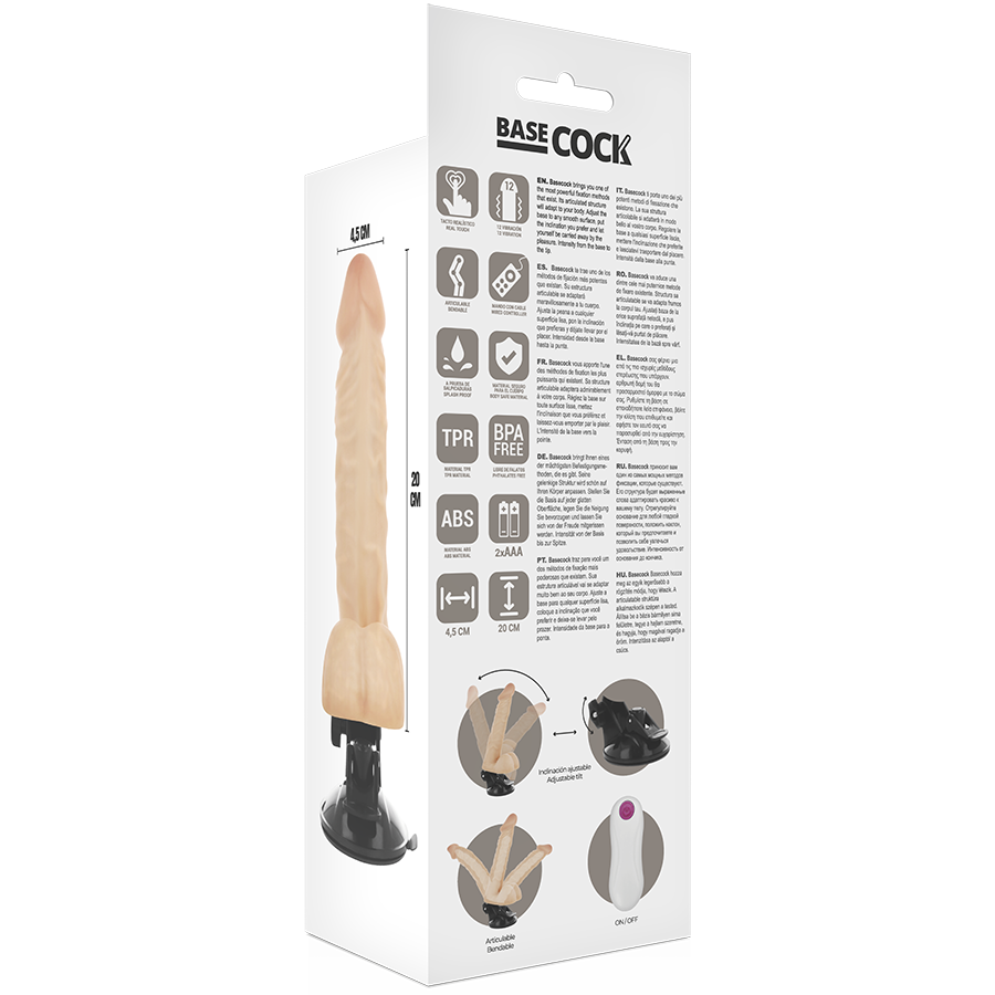 Basecock - Artikulierbarer Vibrator Natürlich Fernbedienung 20 cm-x-4.5 cm