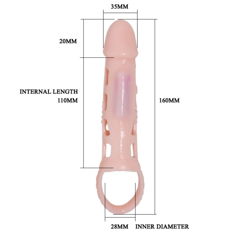 Baile - Penis Extender Cover mit Vibration und Natürlichem Gurt 13.5 cm