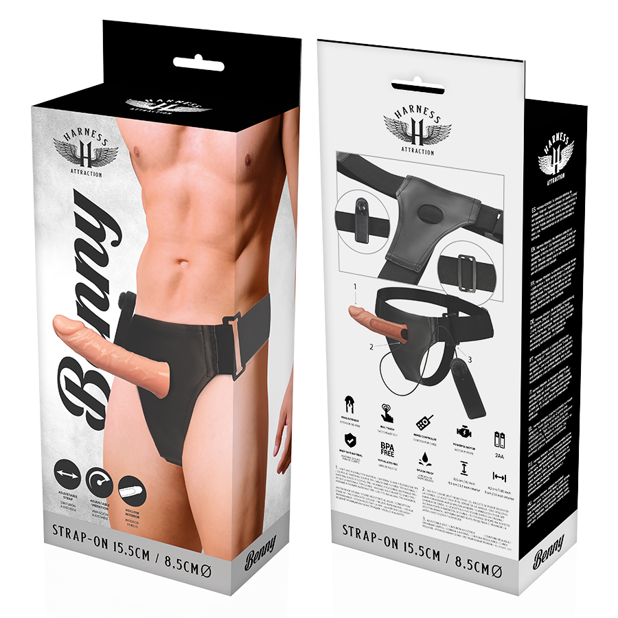 Harness Attraction - Rnes Hollow Benny mit Vibrator 15 cm-x-4.5 cm