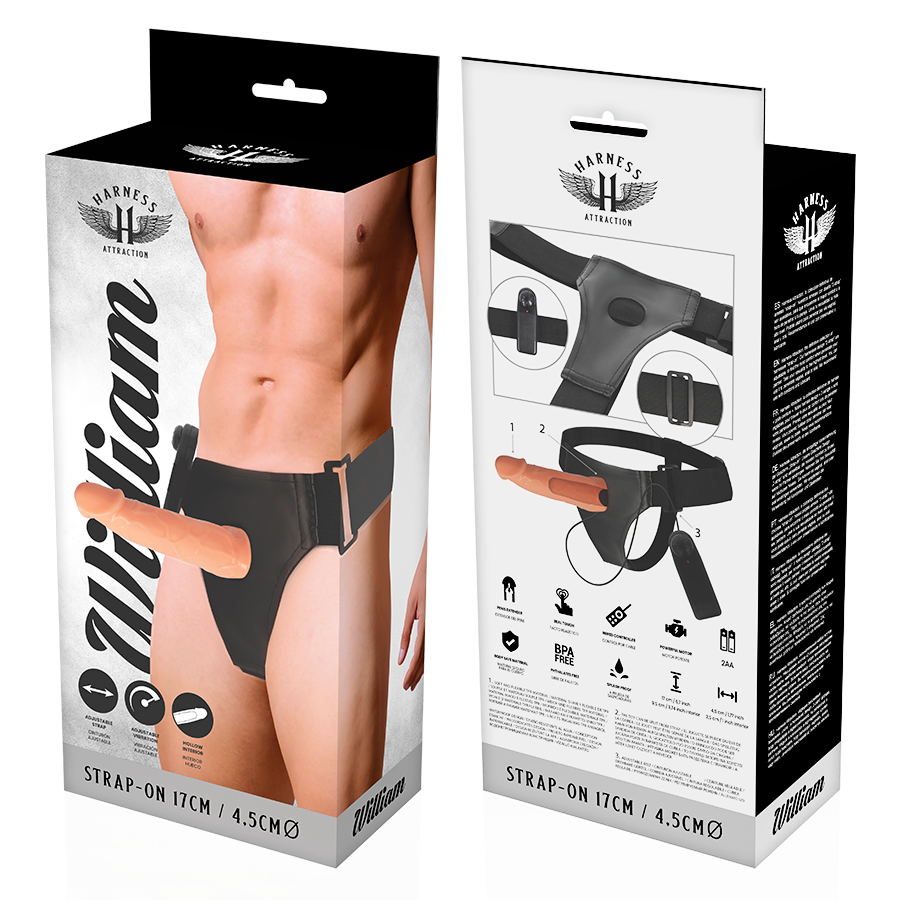 Harness Attraction - Willian Hollow Rnes mit Vibrator 17 cm-x-4.5 cm
