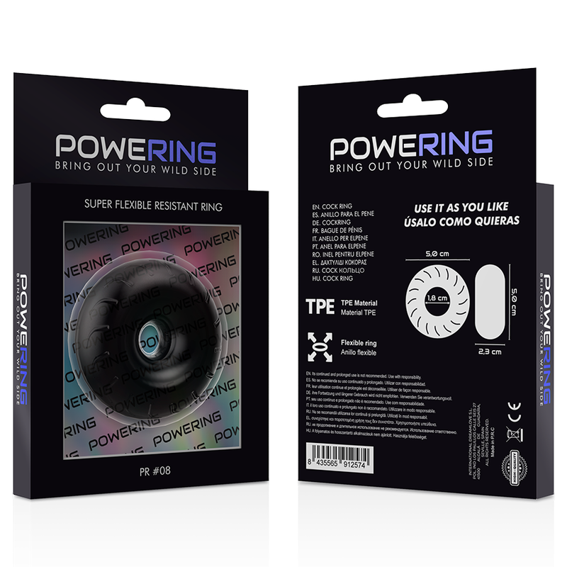 Powering - Super Flexibler und Widerstandsfähiger Penisring 5 cm Pr08 Schwarz