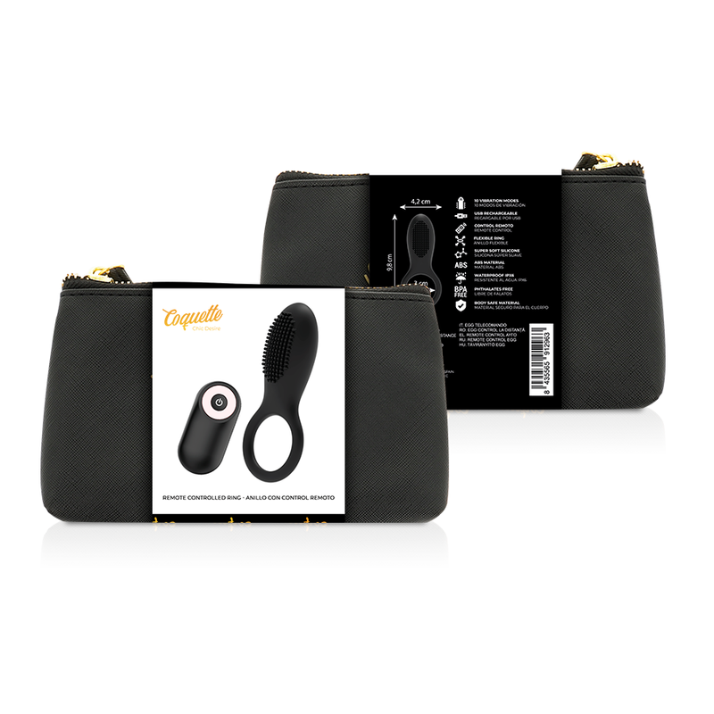 Coquette Chic Desire - Cockring Fernbedienung Wiederaufladbar Schwarz/Gold