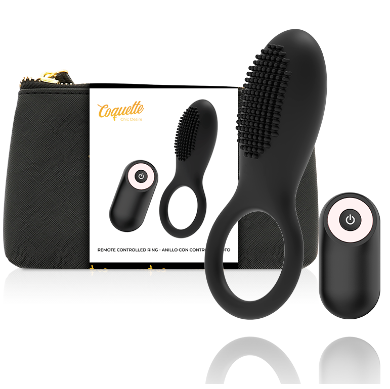 Coquette Chic Desire - Cockring Fernbedienung Wiederaufladbar Schwarz/Gold