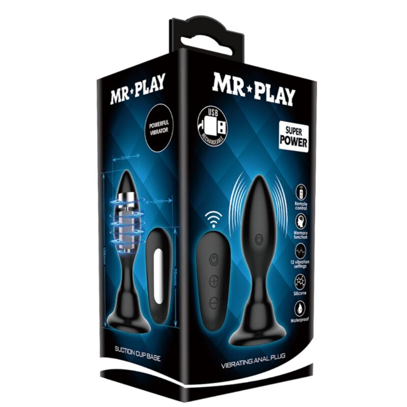 Mr Play - Analstecker mit Vibration, Schwarze Fernbedienung
