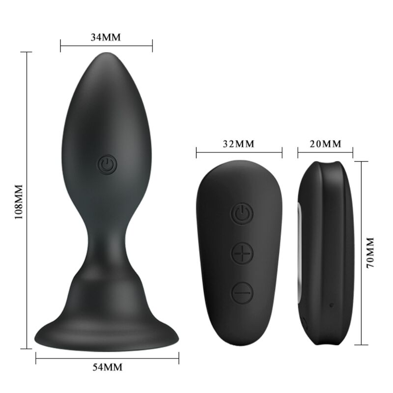 Mr Play - Analstecker mit Vibration, Schwarze Fernbedienung