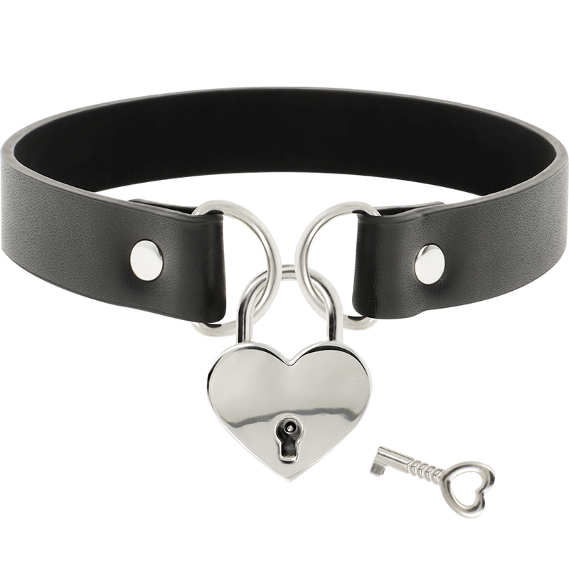 Coquette Chic Desire - Vegane Leder-Halskette mit Herz-Accessoire mit Schlüssel