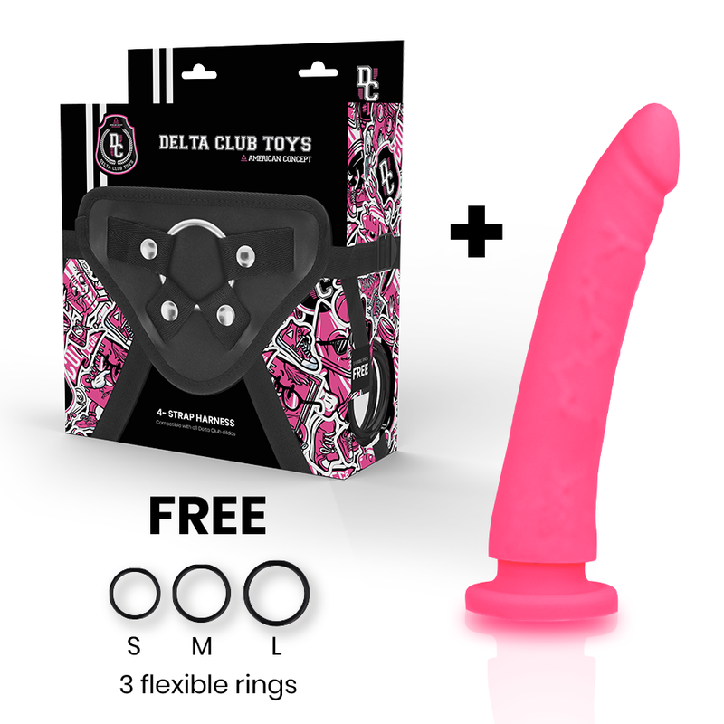 Delta Club - Toys Gurt + Dong Rosa Silikon 17 cm-x-3 cm