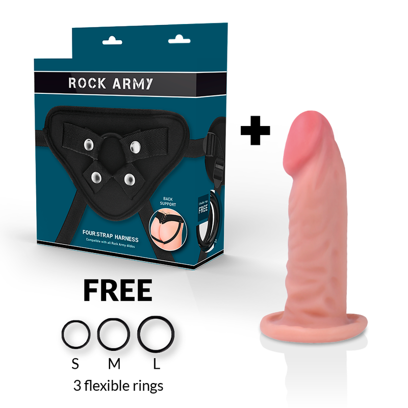 Rockarmy - Gurt + Dual Density Tiger Realistischer Dildo 14 cm-x-4.46 cm