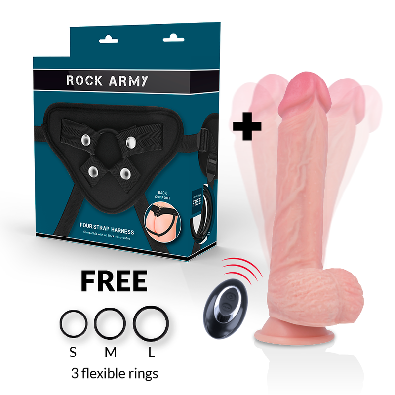Rockarmy - Harness + Flüssigsilikon Vibrator Premium Apache Fernbedienung 20.5 cm-x-4.62 cm