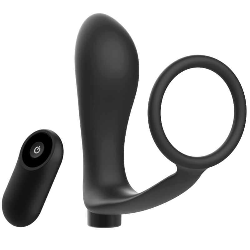 Addicted Toys - Penisring mit Fernbedienung Analplug Schwarz Wiederaufladbar