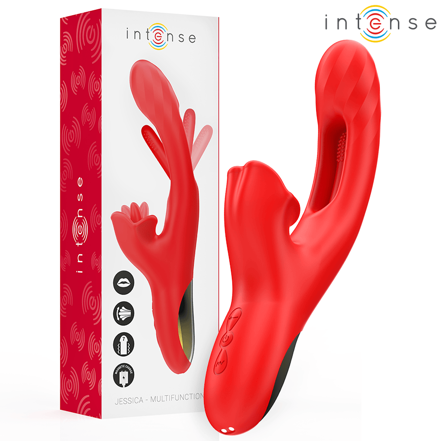 Rabbit-Vibrator Jessica Multifunktionsvibrator Klitorisstimulation Rot 13,7 cm