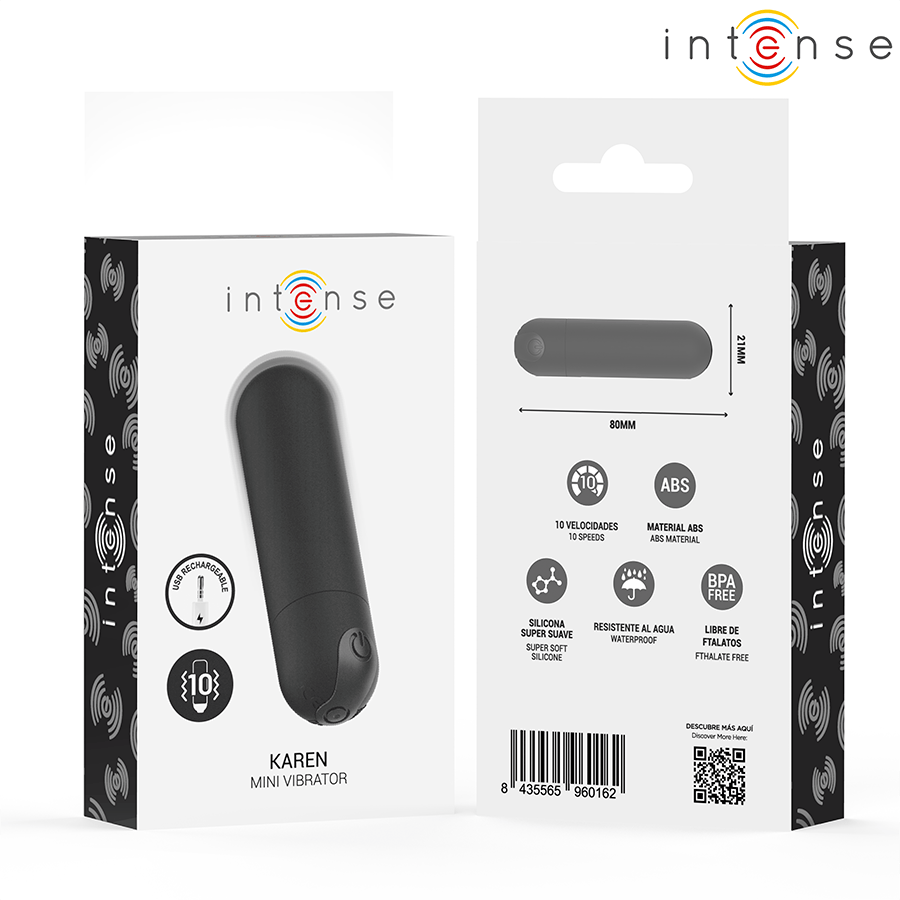 Liebeskugeln Karen Mini Wiederaufladbarer Vibrationskugel Schwarz 8 x 2,1 cm.6