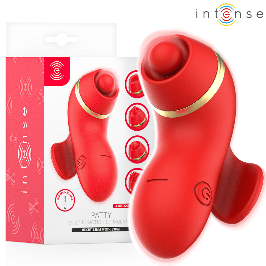 Auflegevibrator Patty-Stimulator mit 4 Aufsätzen Saug- Kletter- Kitzel- und Leckfunktion