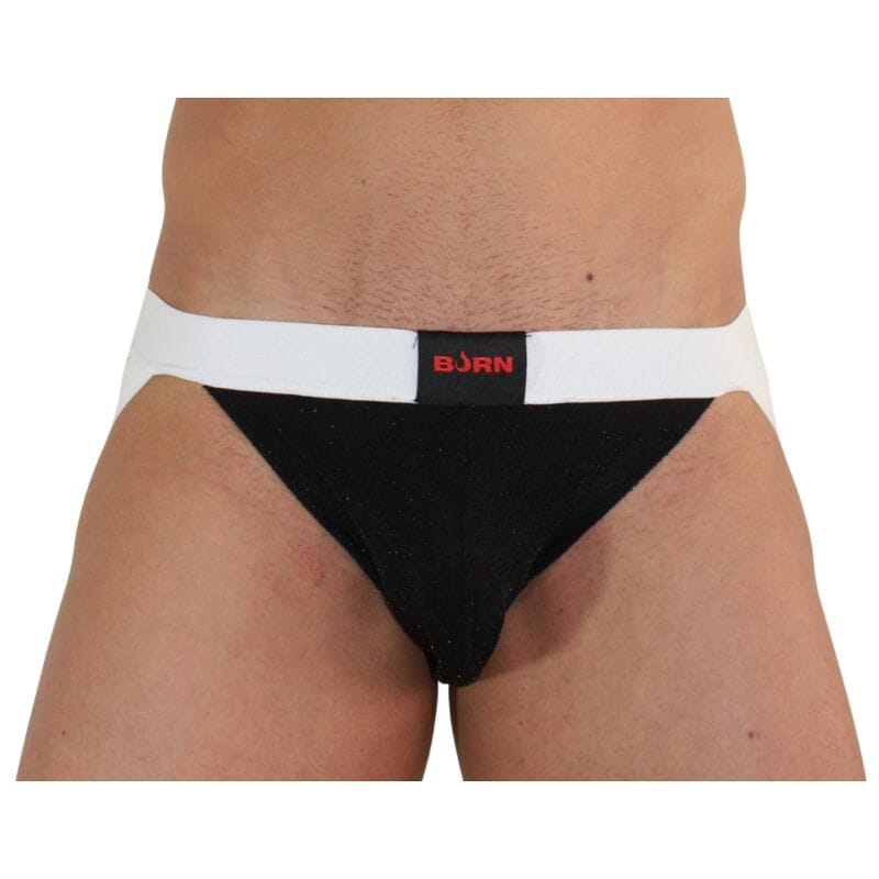 Jockstrap 004 Glänzend Schwarz/Weiß Größe M