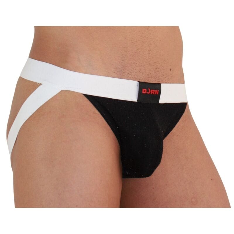 Jockstrap 004 Glänzend Schwarz/Weiß Größe M – Ansicht 2