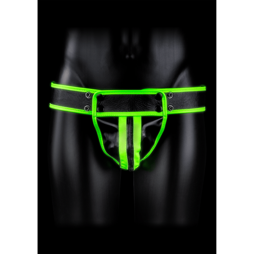Jockstrap Ouch gestreift nachtleuchtend in zwei Größen Grün