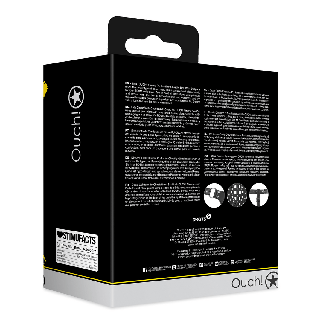 Keuschheitsjock Ouch Xtreme aus PU-Leder mit Schloss Schwarz 118 cm – Ansicht 3