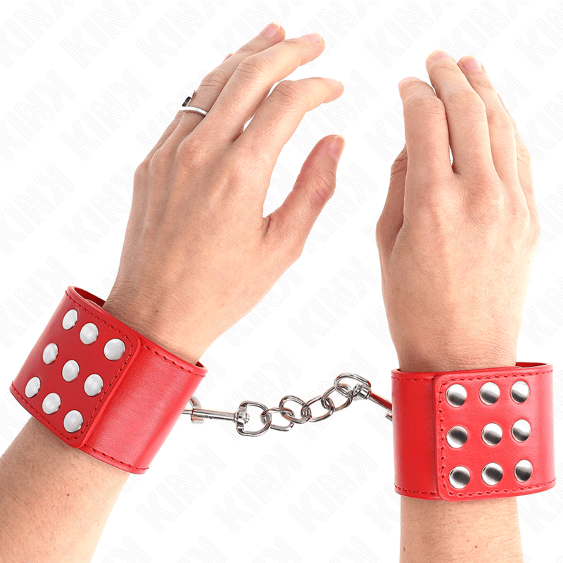 Kink - Handgelenkfesseln mit Druckverschluss Rot Verstellbar 19-24 cm x 5,5 cm