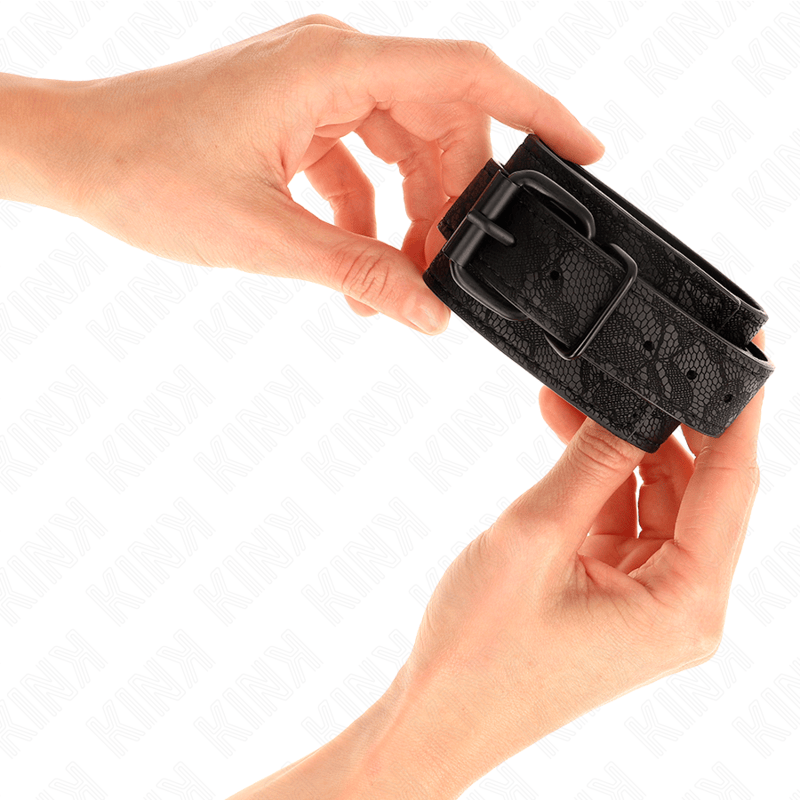 Kink - mit Dunkler Spitze Überzogene Handgelenkmanschetten Verstellbar Schwarz 19-26 cm