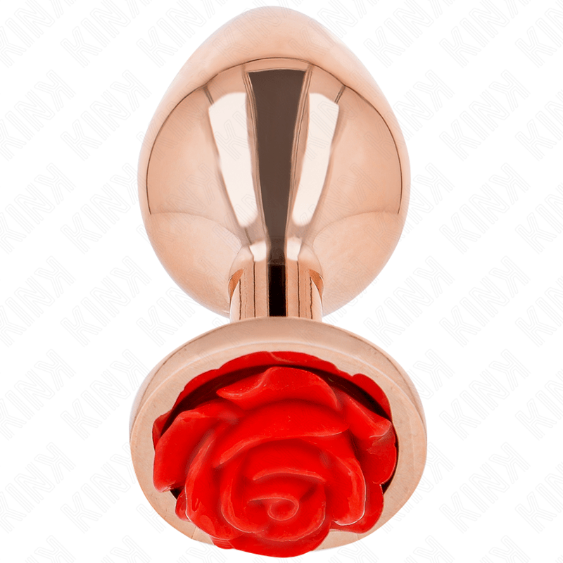 Kink - Rosa Goldener Analstecker mit Roter Rose M