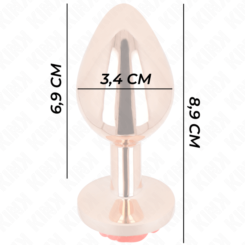 Kink - Rosa Goldener Analstecker mit Roter Rose M