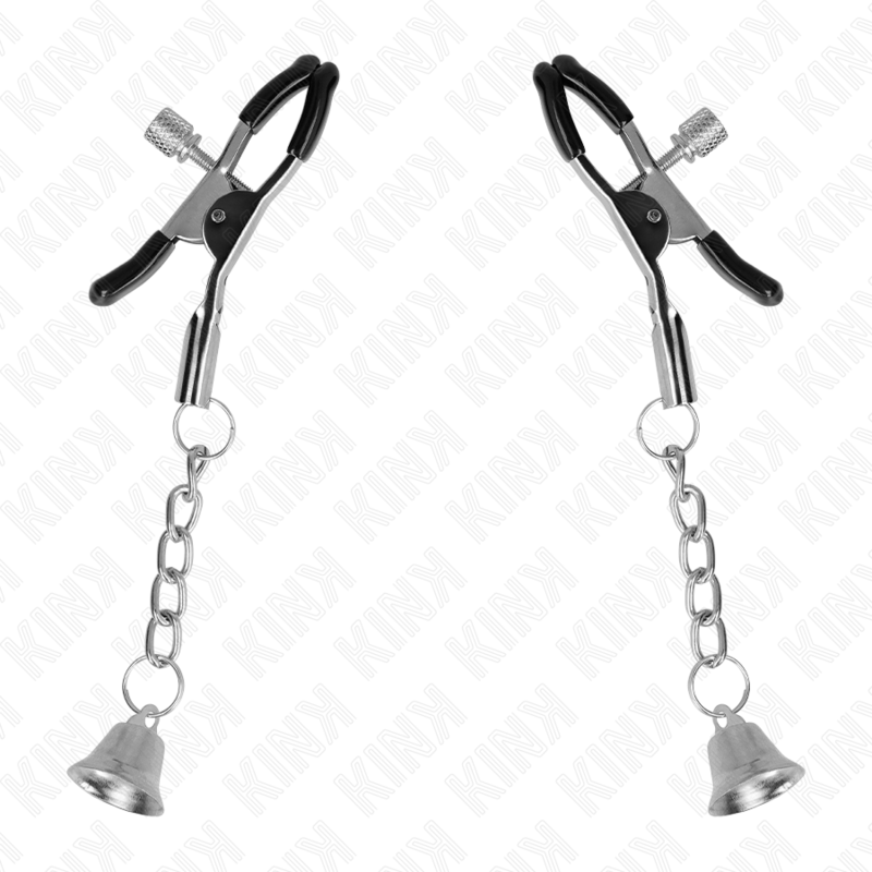 Kink - Silberne Nippelklemmen mit Glockenanhänger 6 cm
