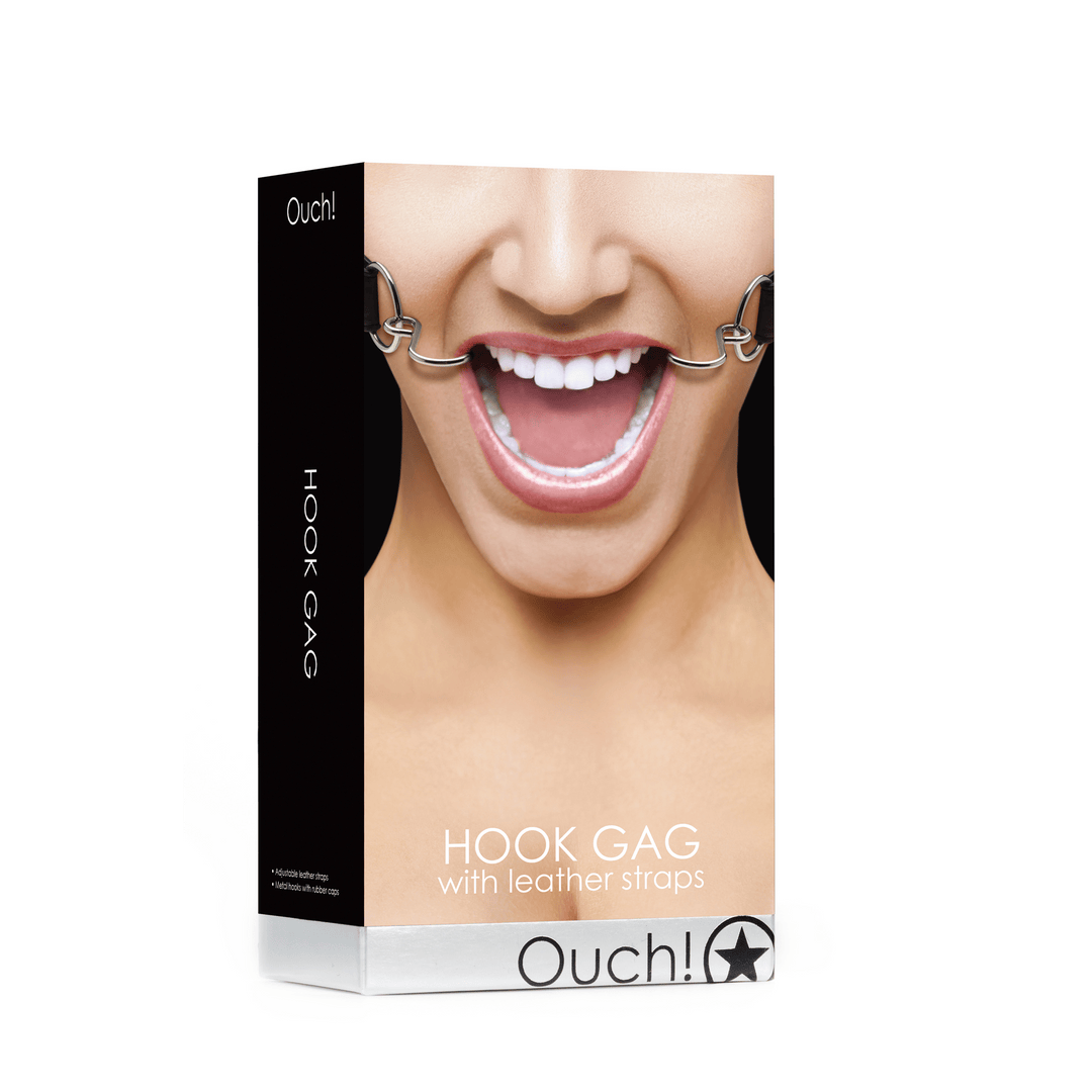 Knebel Ouch mit Mundhaken aus Leder und Stahl Schwarz – Ansicht 2