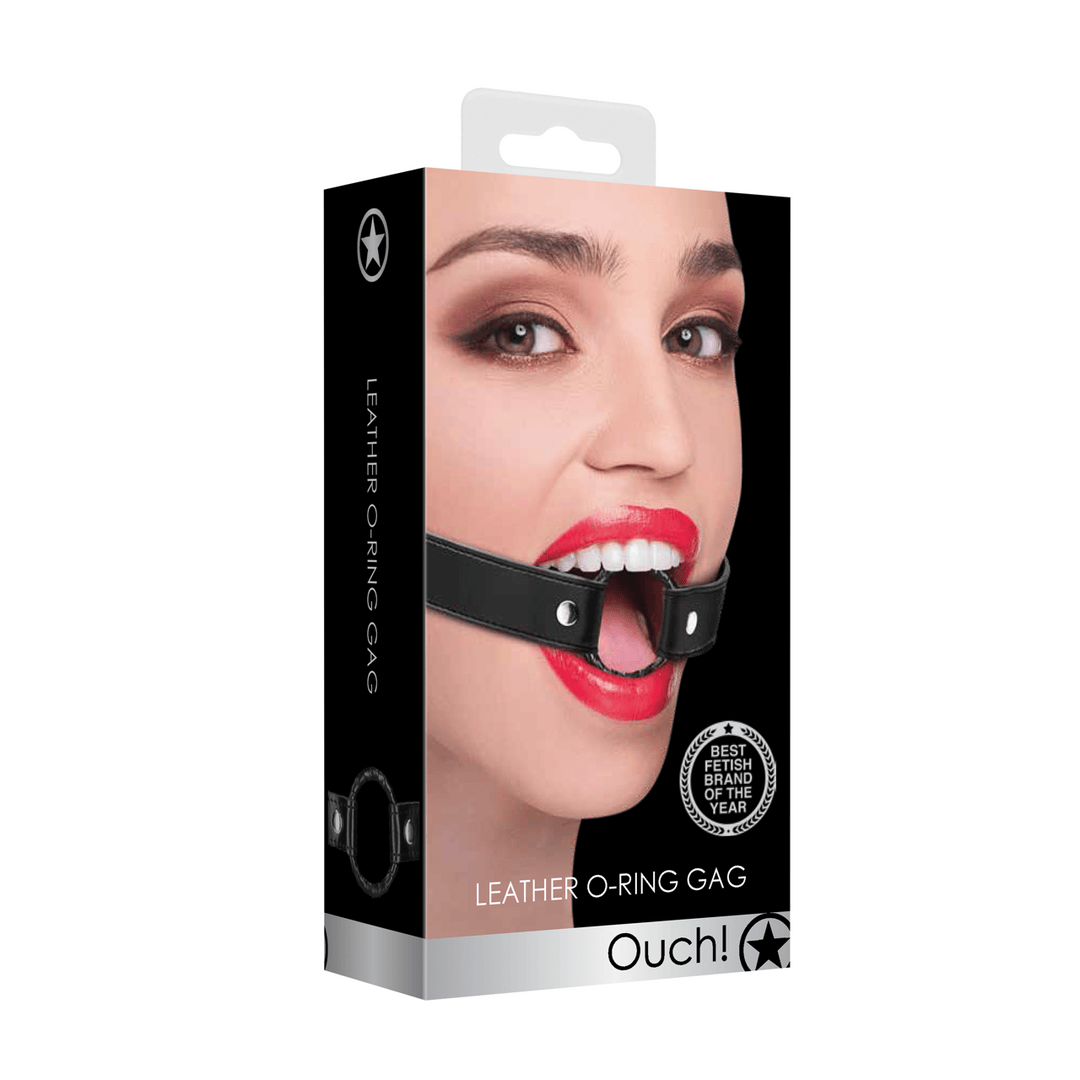 Knebel Ouch mit O-Ring und Lederriemen Schwarz 67,5 cm – Ansicht 2