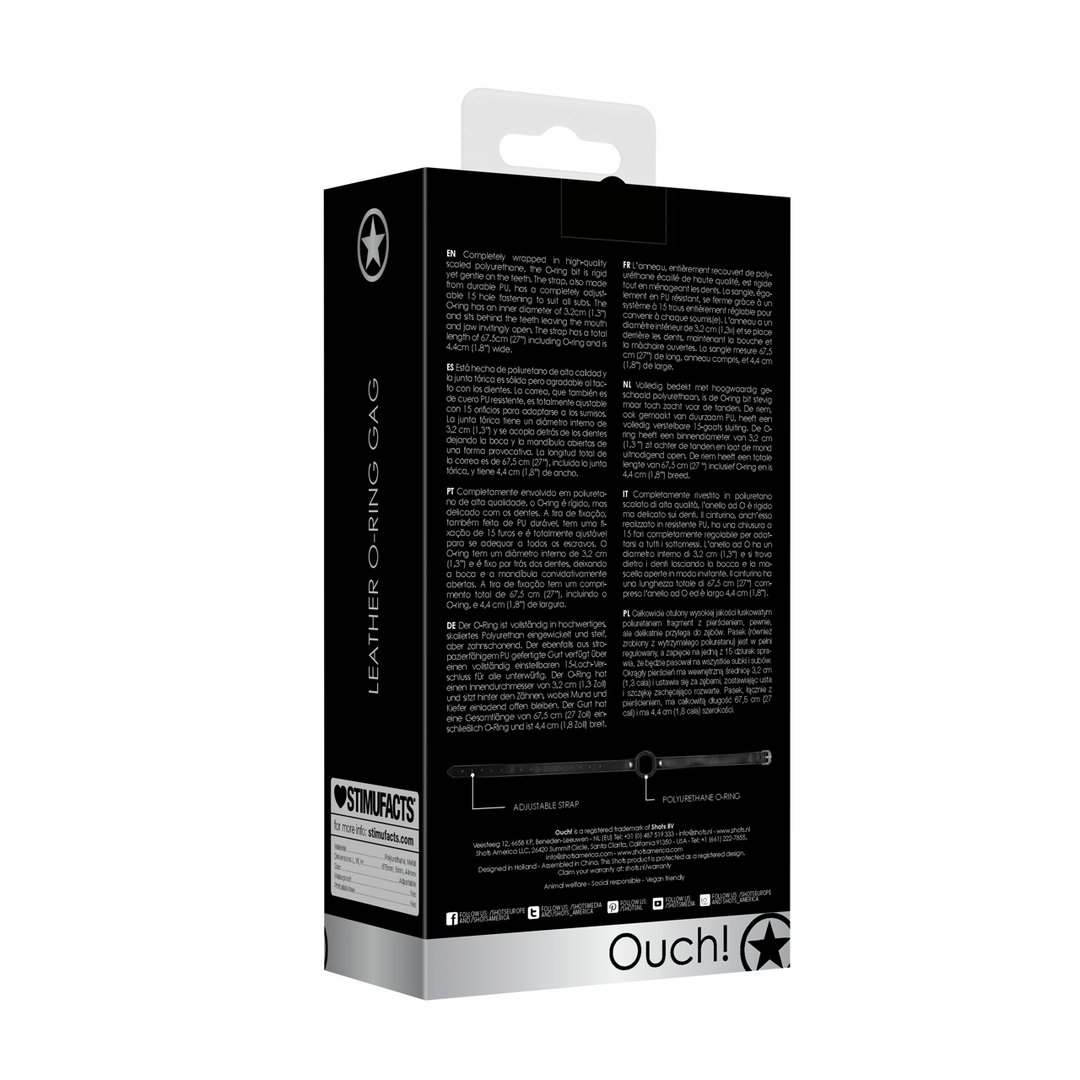 Knebel Ouch mit O-Ring und Lederriemen Schwarz 67,5 cm – Ansicht 3