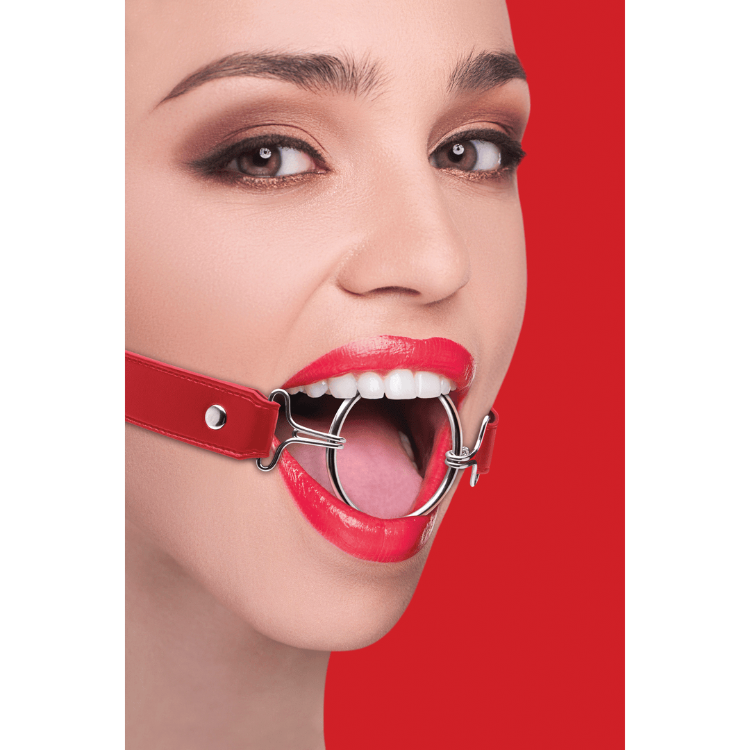 Knebel Ouch mit O-Ring XL und Lederriemen Rot – Ansicht 3