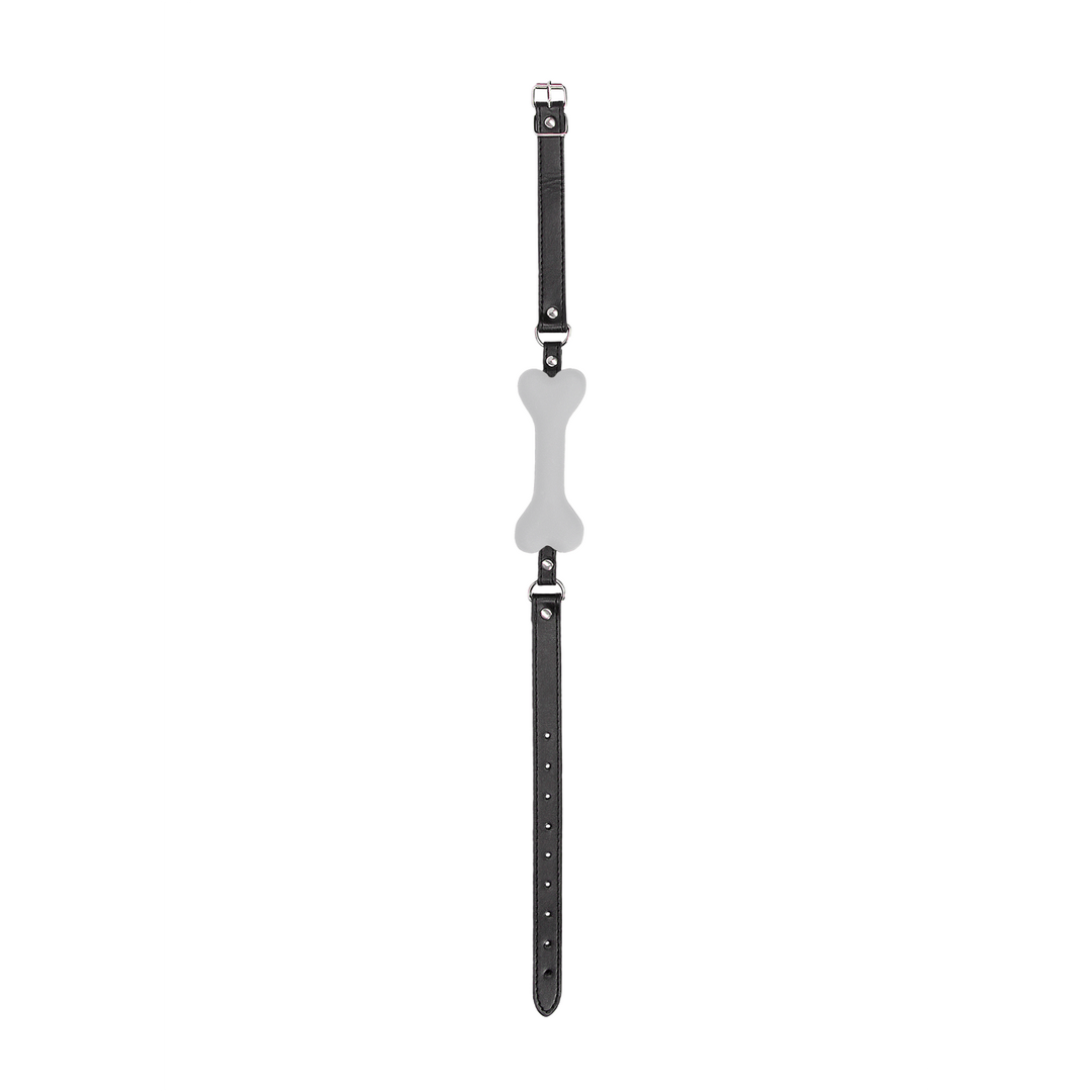 Knebel Ouch Puppy Play mit Knochen aus Silikon 62,5 cm Weiß – Ansicht 4