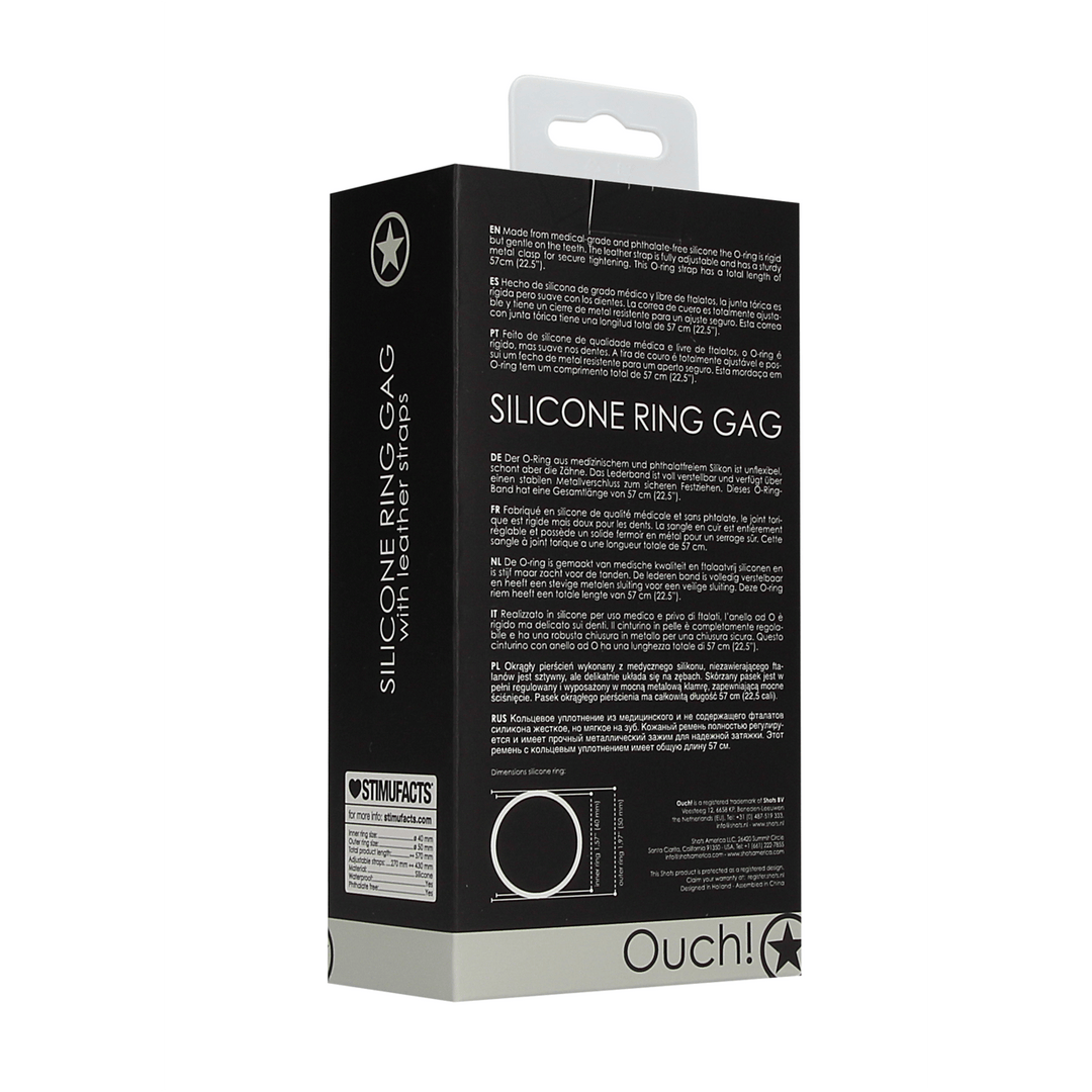 Knebel Ouch Silikonring mit Lederriemen Schwarz 57 x Ø 5 cm – Ansicht 3