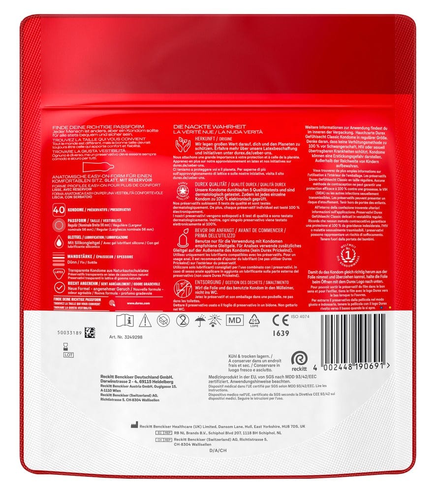 Kondome Durex Gefühlsecht 40er