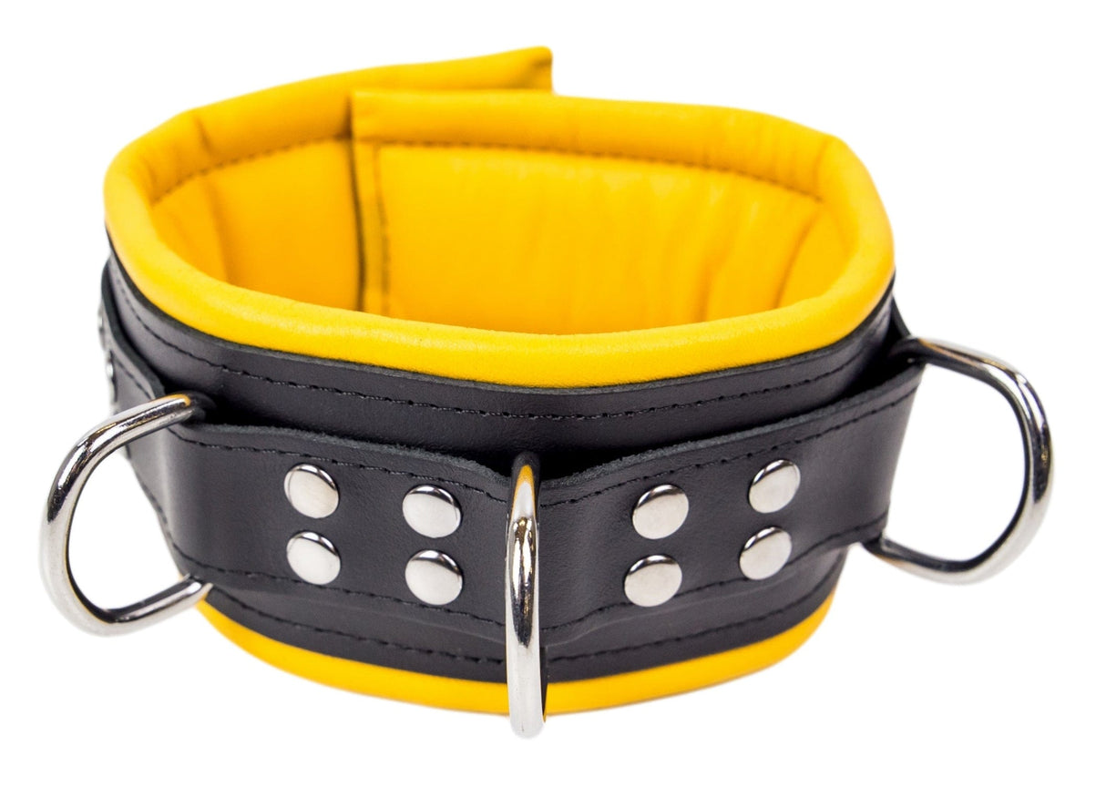 Lederhalsband gepolstert Gelb