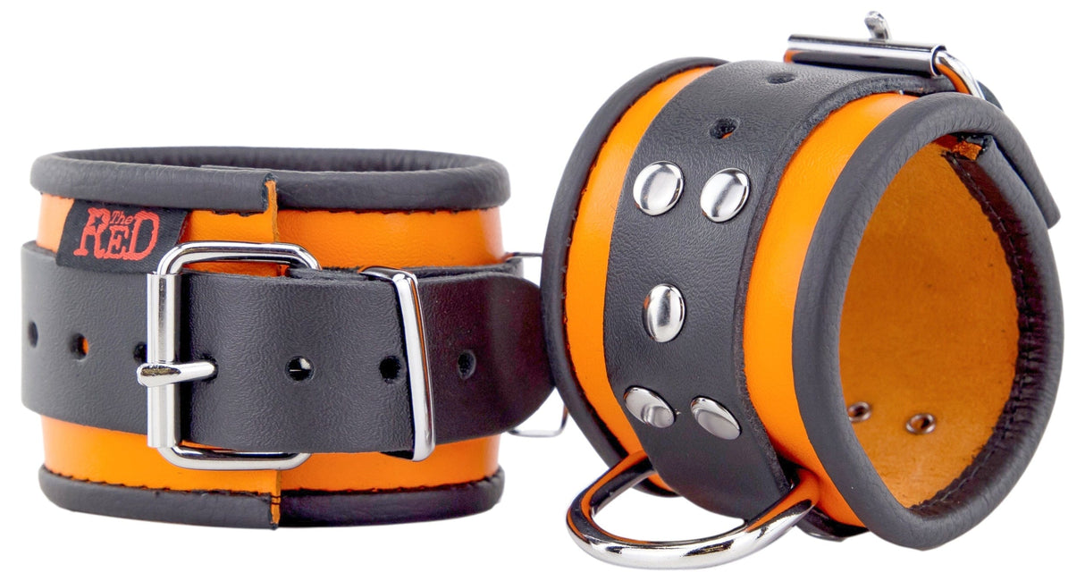 Lederhandschellen D-Ring Orange