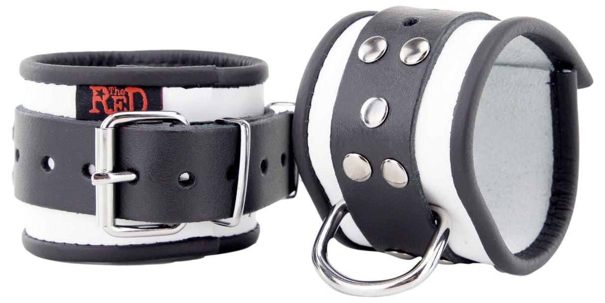 Lederhandschellen D-Ring Weiß