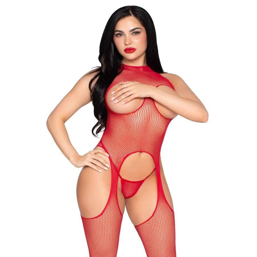Leg Avenue - 89374 Cupless Bodystocking und Panty Red - Einheitsgrösse