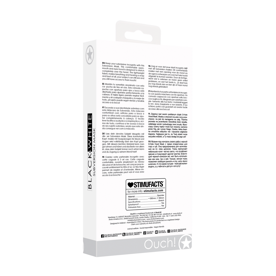 Maske Ouch Black and White Subversion Schwarz 39,5 cm – Ansicht 3