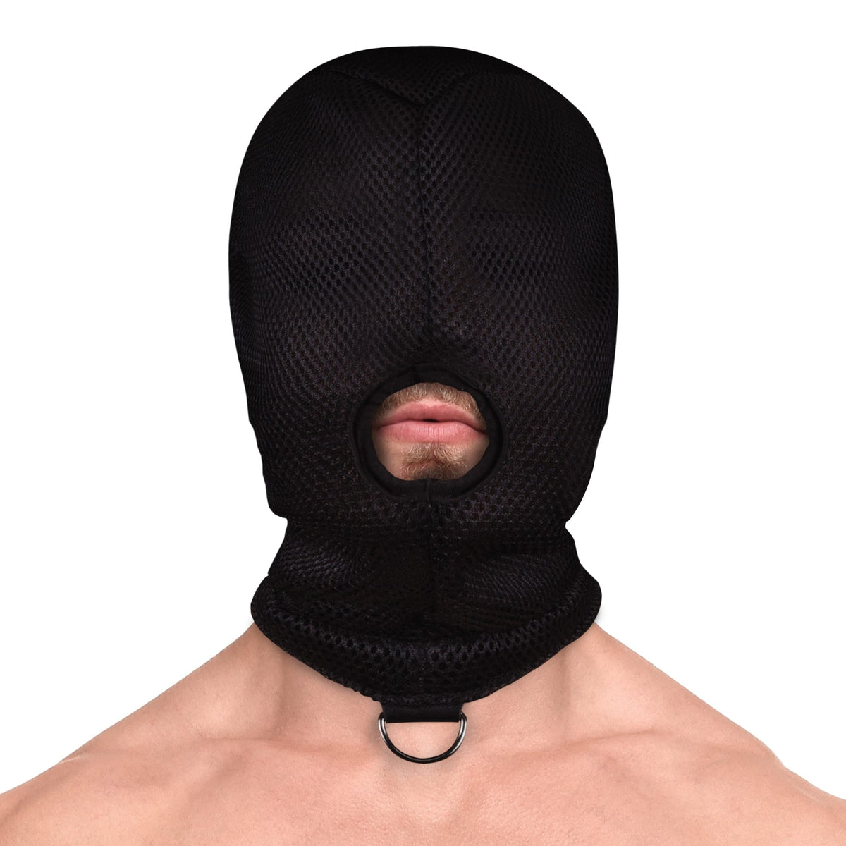 Maske Ouch Extreme aus Mesh mit D-Ring Schwarz – Ansicht 3