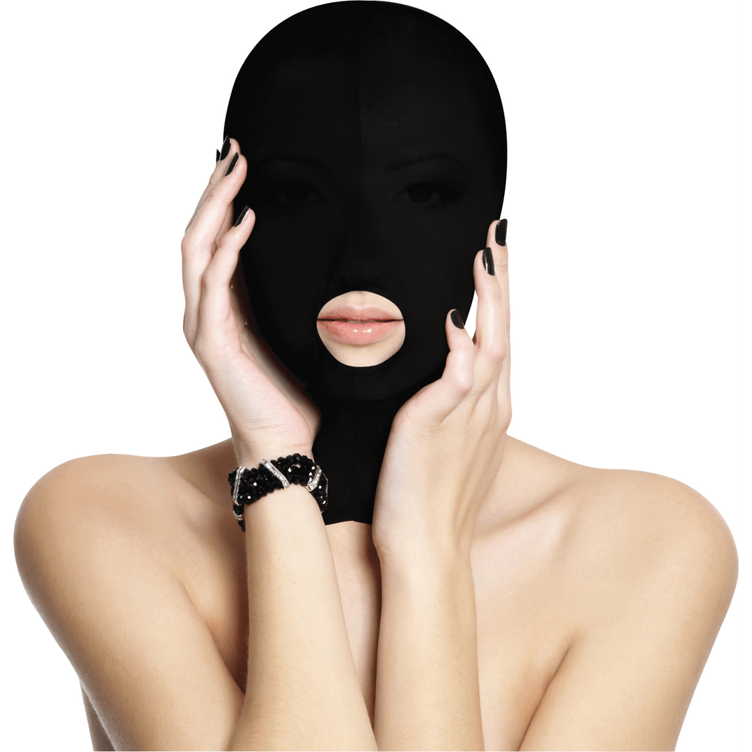 Maske Ouch Submission mit Mundöffnung Schwarz 39,5 cm