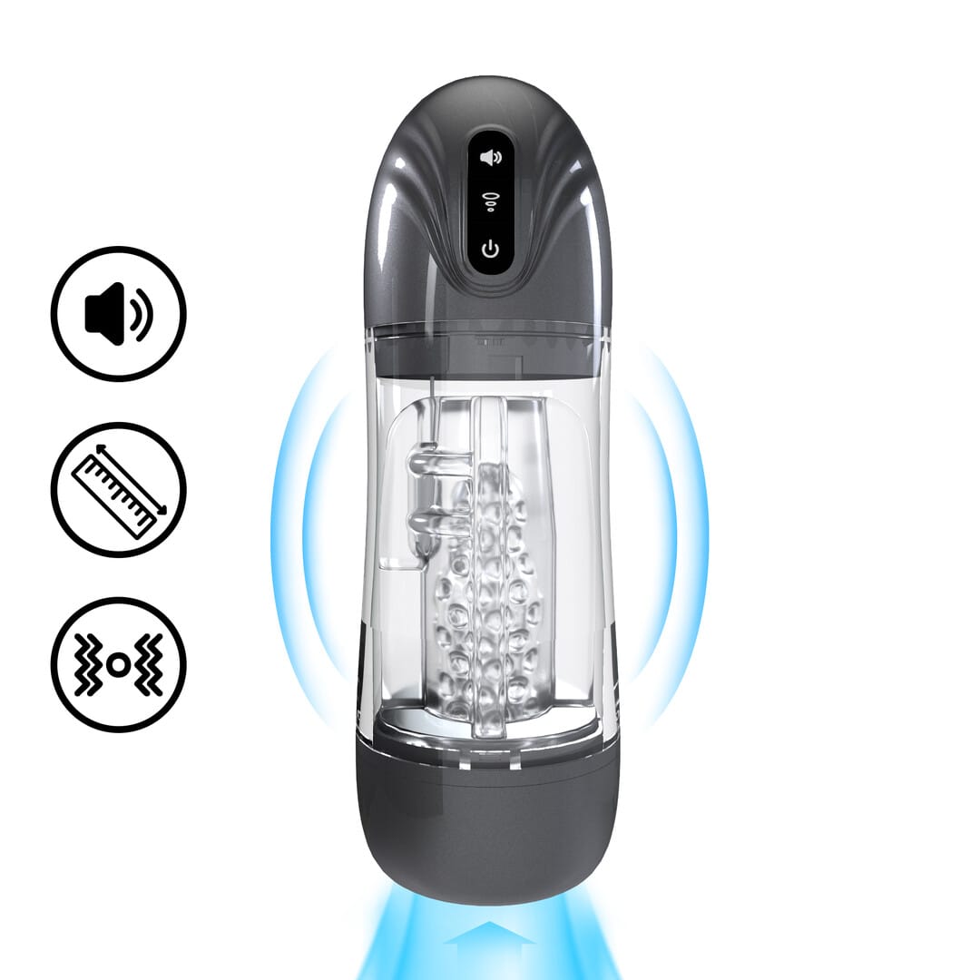Masturbator SonicPull mit Saug- und Vibrationsfunktion Gun Metal 14 x Ø 8,5 cm