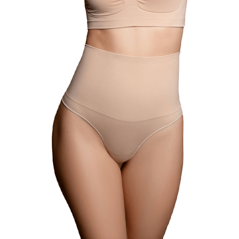 Nahtloser String im Gürtel-Stil Beige Größe XL – Ansicht 2