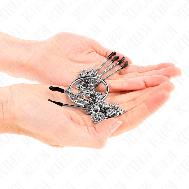 Nippelklemmen Dreifach Nippel- und Klitorisklemmen mit Kette Modell 1 Schwarz – Ansicht 4