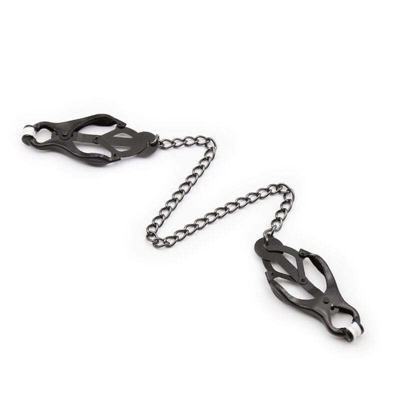 Nippelklemmen Japanische Nippelklammern mit Schwarzer Kette – Ansicht 2
