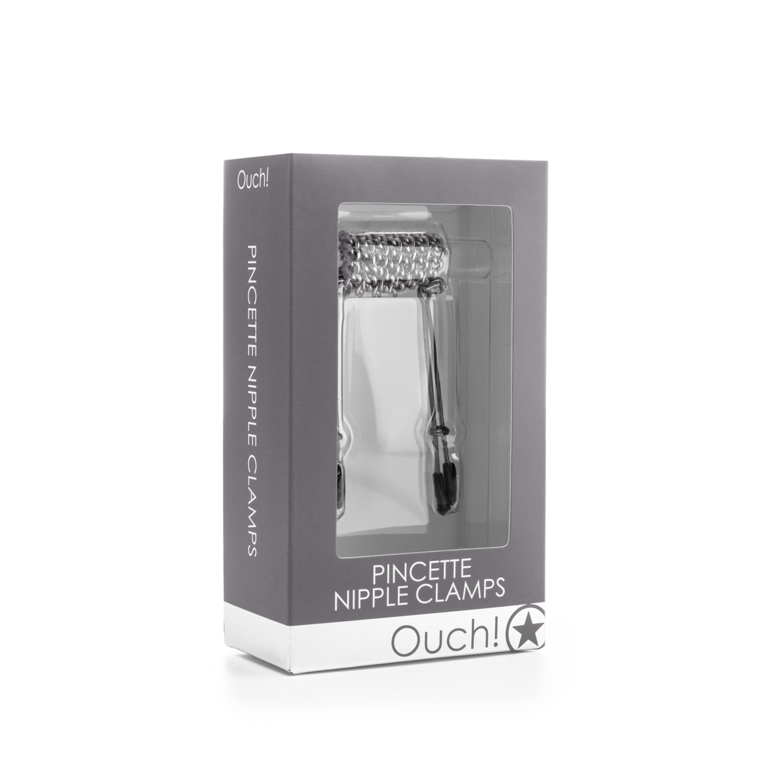 Nippelklemmen Ouch als Pinzette mit Kette Silber – Ansicht 2