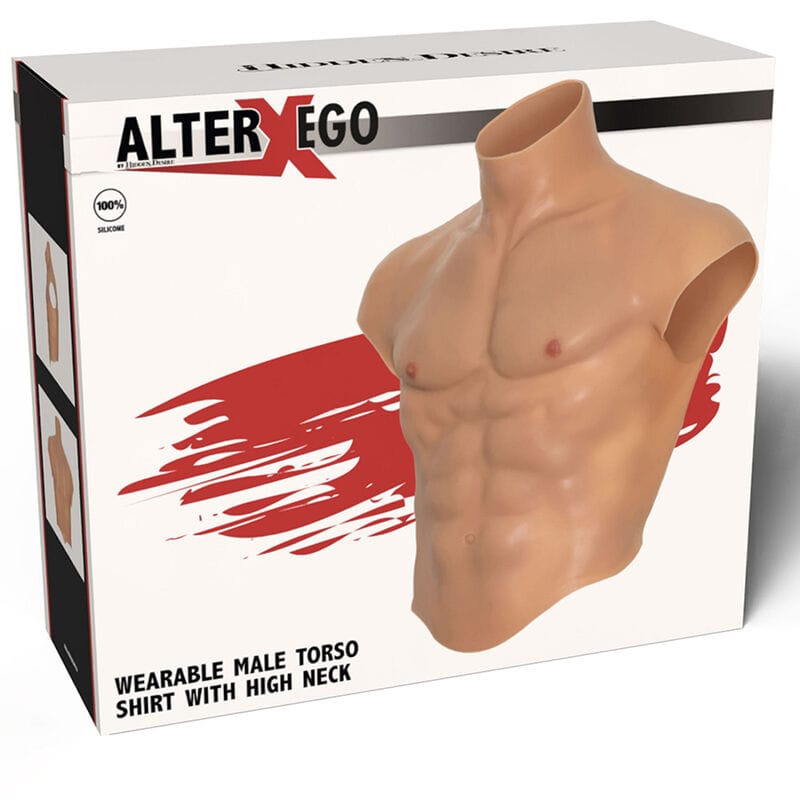 Oberteil Verborgene Bedürfnis Alter Ego Silikon-MännertorsShirt mit ABS-Fleisch Hautfarbe