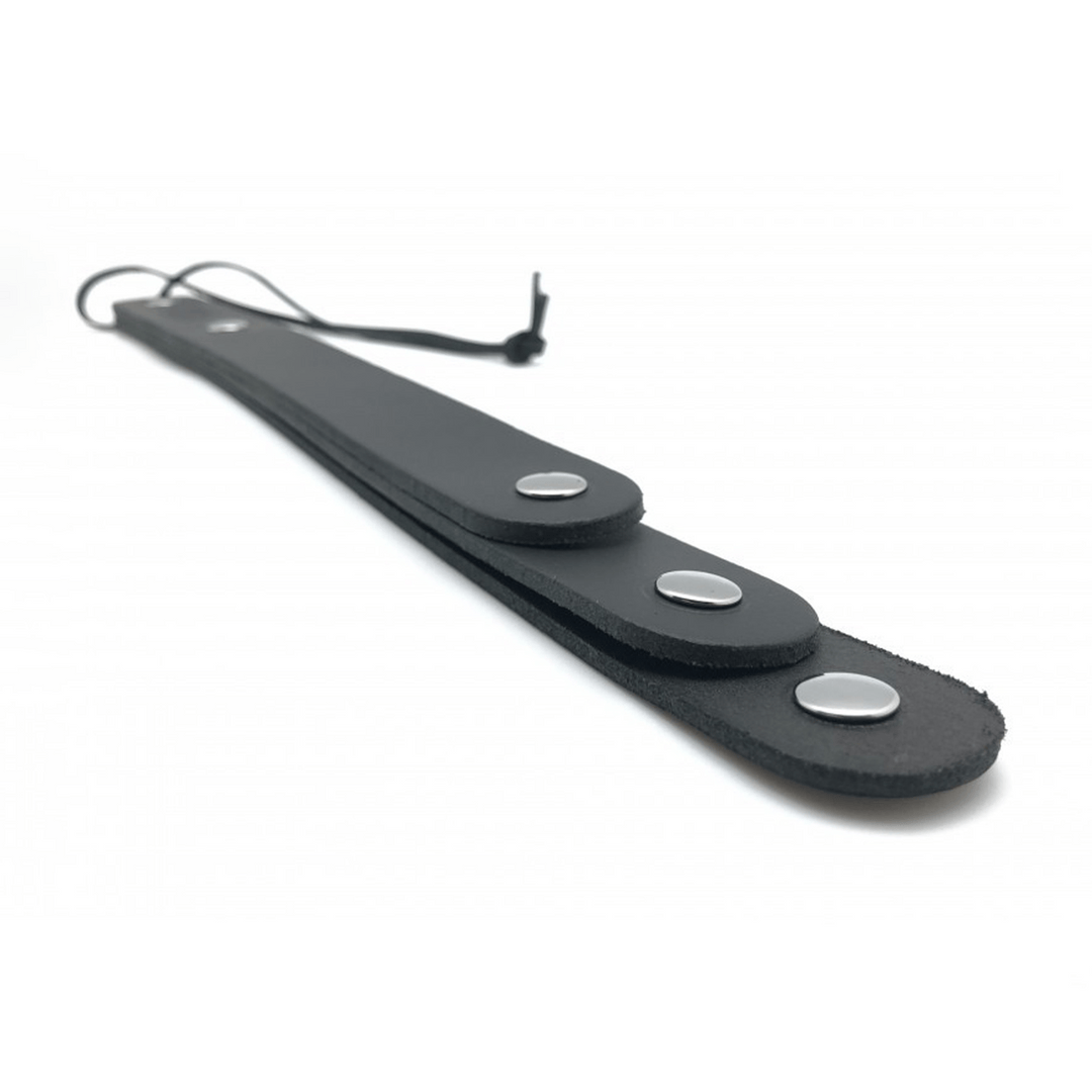 Paddle aus Leder mit drei Riemen Schwarz 39,5 cm – Ansicht 3