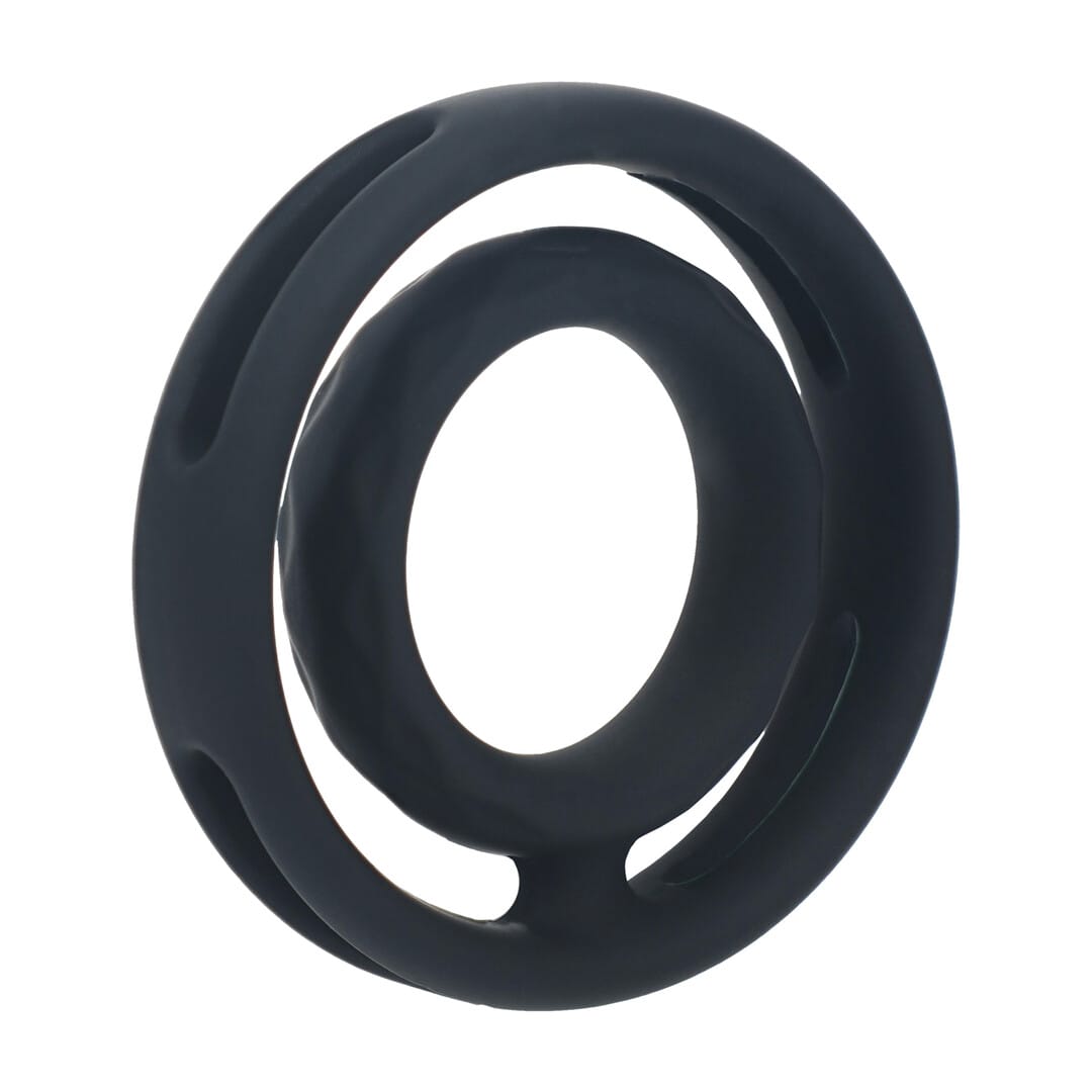 Hodenring gerippt für Penis und Hoden aus Silikon Schwarz 5,4 x 5,4 cm – Ansicht 4