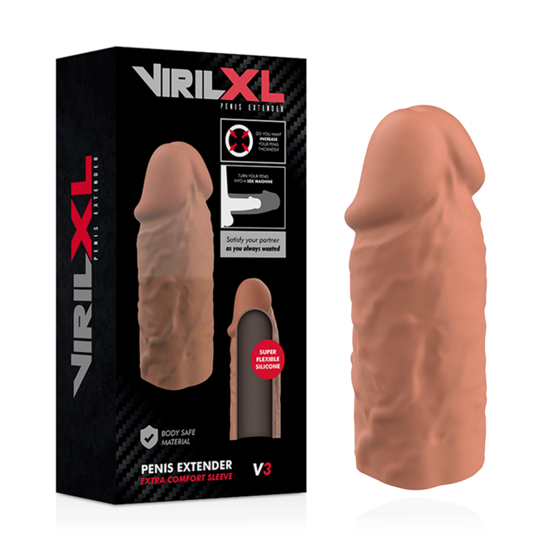 Penishülle V3 aus Flüssigsilikon Braun 8,5 x 2,5 cm – Ansicht 2