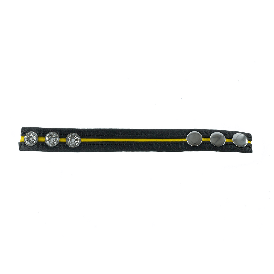 Penisring aus Leder gepolstert Schwarz und Gelb 5,5 cm – Ansicht 4